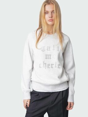 Zadig & Voltaire White Crewneck Sweatshirt with Silver Text